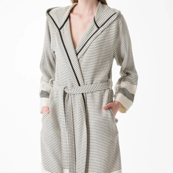 Olive & Linen Pixel Turkish Towel Robe - Picture 1 of 8